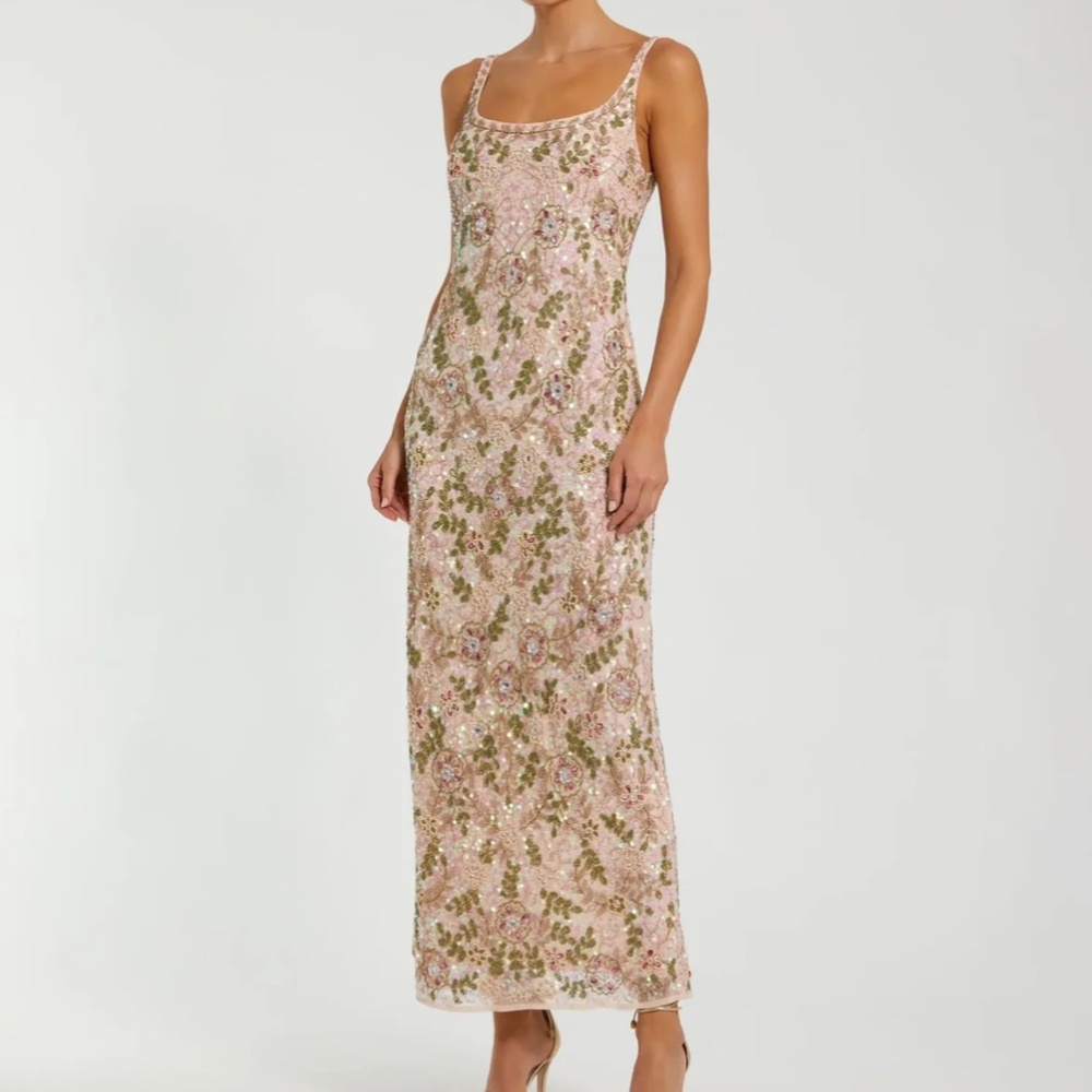 Mac Duggal • Hand Embellished Floral Maxi Dress • NWT
